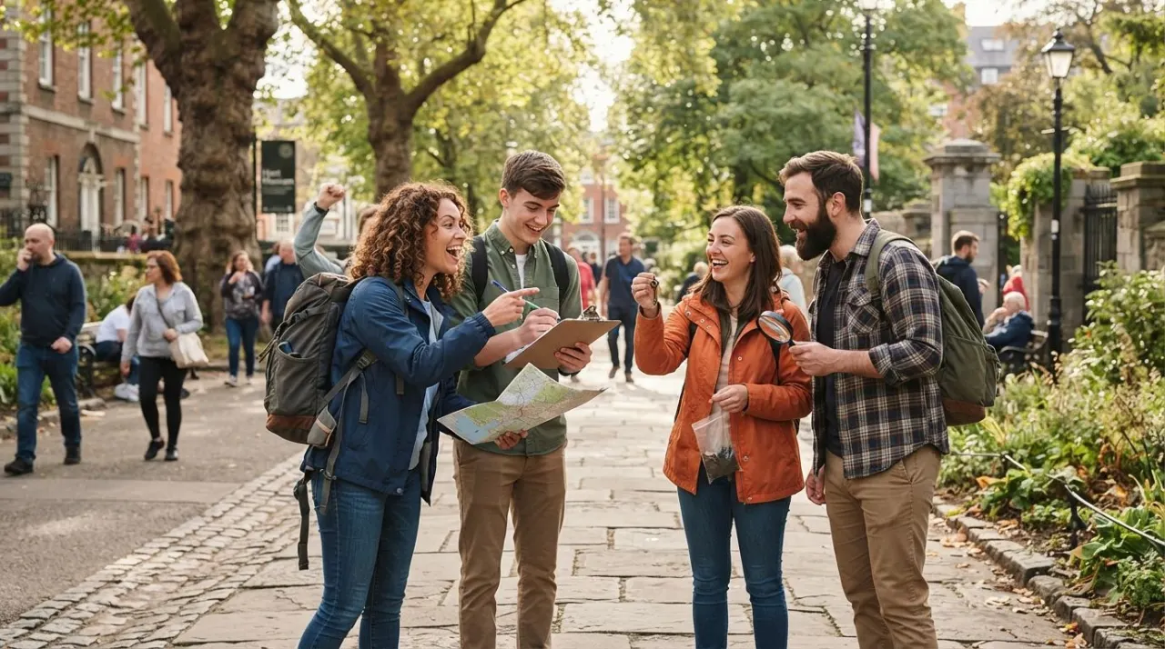 I have this page and need a main image for it. create an image of people on a scavenger hunt

Use the site's established visual style consistently.

Required placement: Page main image. Requ